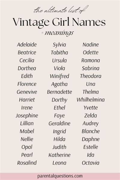 50 Unique Old Fashioned Girl Names You Probably Have Never Heard Of
