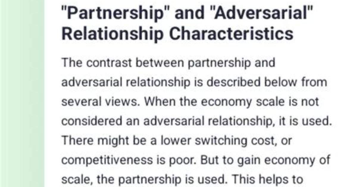 Characteristics of Adversarial Relationship