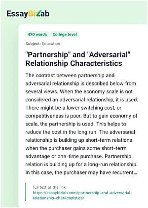 Characteristics of Adversarial Relationship