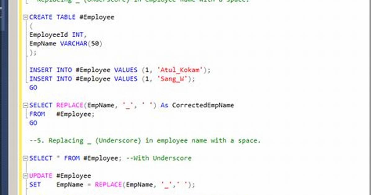 How to Write Replace Query in Sql