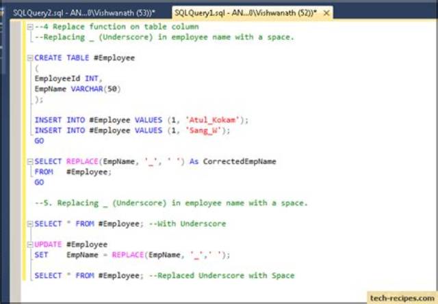 How to Write Replace Query in Sql