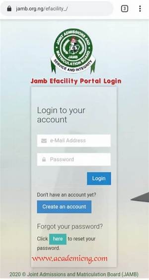 Jamb E-Facility Portal: How to Login and Check Utme Admission Status