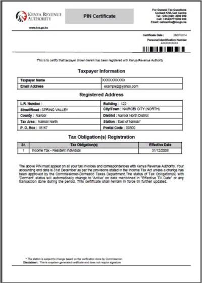 Kra Pin Certificate Application and Registration Process