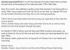 Obituary: Tiffini Talia Hale Death Cause – Mickey Mouse Club Actress Died Age 46