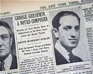 Pianist George Gershwin Cause of Death Was Glioblastoma, Last Words Fred Astaire Details