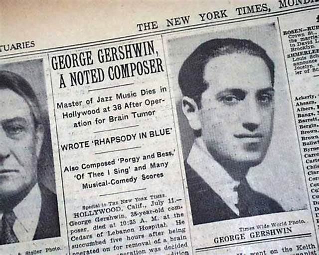 Pianist George Gershwin Cause of Death Was Glioblastoma, Last Words Fred Astaire Details