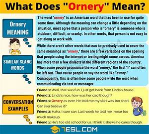 What Does Ornery Mean