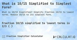 What Is 10 15 in the Simplest Form