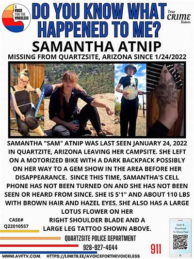 Who Is Samantha Atnip Missing from Quartzsite? Update on the Status of Her Case as the Family Is Worried